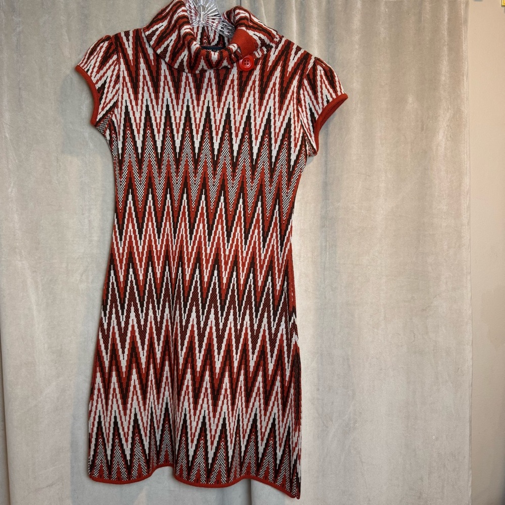 Chic 90s Y2K retro 60s 70s style Chevron Knit light sweater Dress Missoni like M